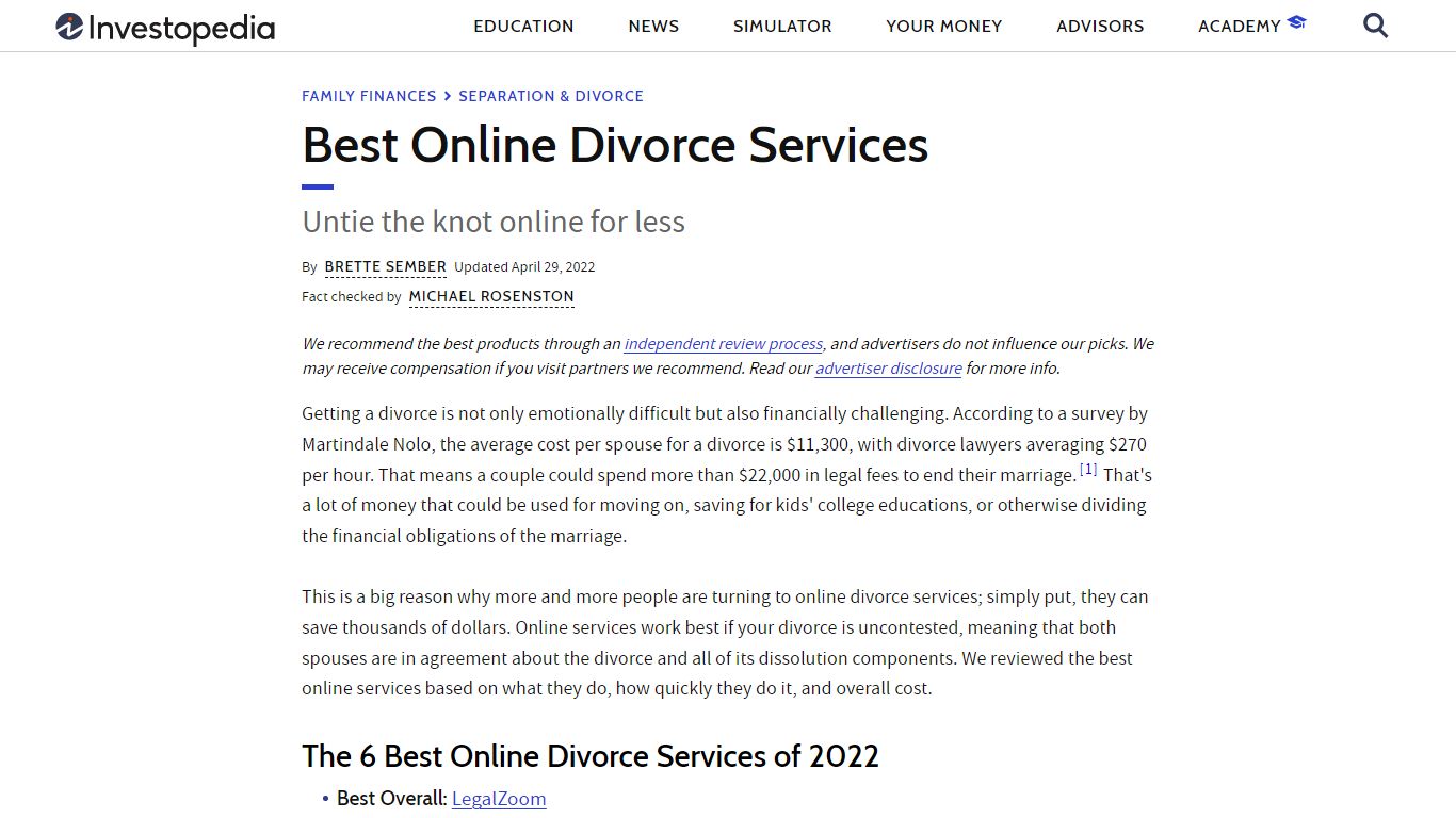 The 6 Best Online Divorce Services of 2022 - Investopedia